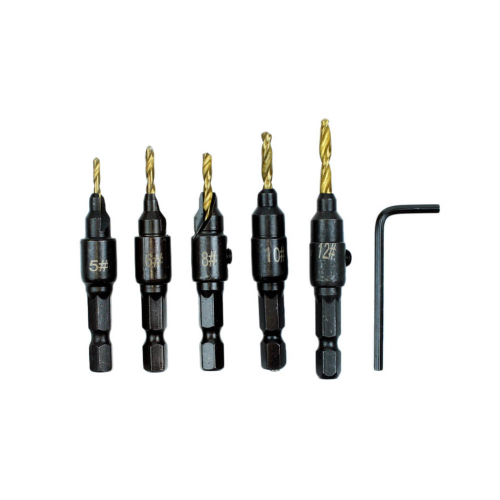 SET OF 5 COUNTERSINK WOODWORKING DRILL BIT